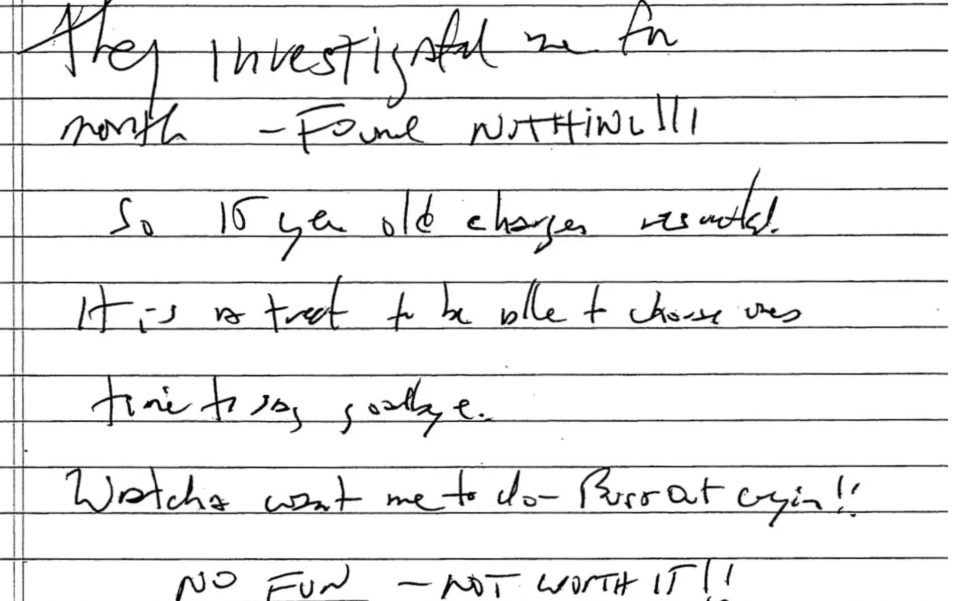 Thông điệp được cho là thư tuyệt mệnh của Epstein (Ảnh: Telegraph).