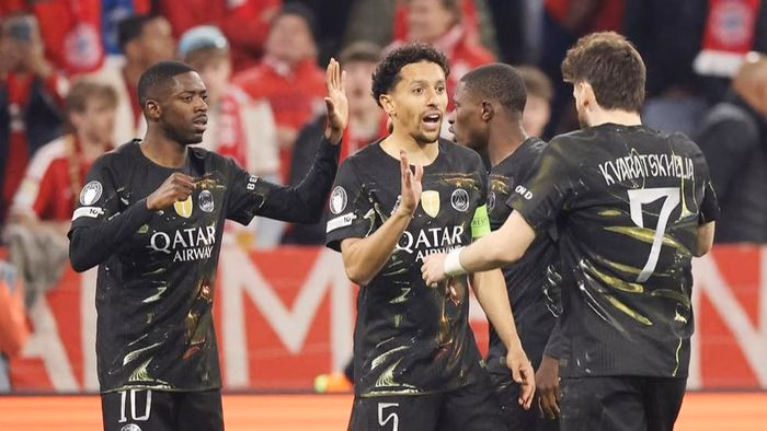 PSG ăn mừng bàn thắng trong trận bán kết Champions League với Bayern Munich
