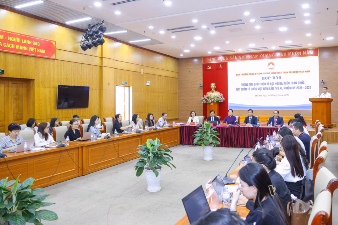 Toàn cảnh buổi họp báo về công tác chuẩn bị cho Đại hội đại biểu toàn quốc MTTQ Việt Nam lần thứ XI. Ảnh: Q.Vinh