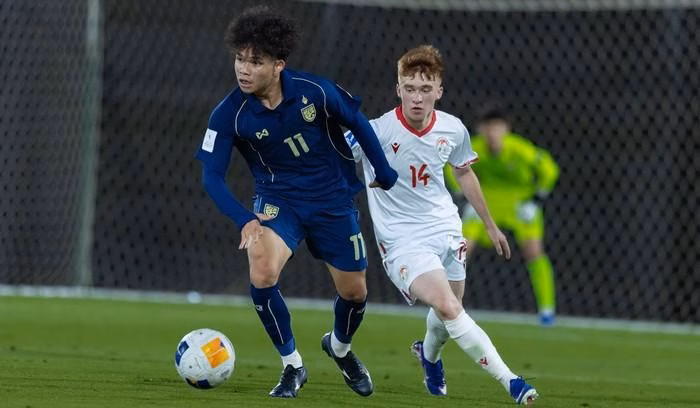 U17 Thái Lan hụt hẫng sau bàn thua sớm trong trận mở màn bảng A giải U17 châu Á 2026. Ảnh: AFC